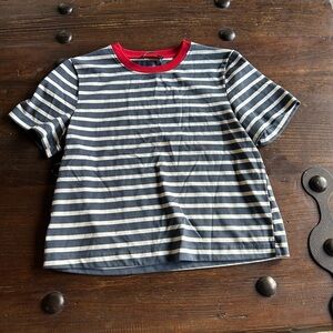 Cider Striped Tee with Red Collar